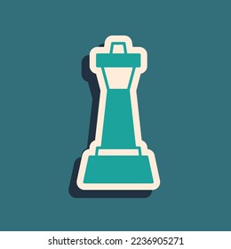 Green Chess icon isolated on green background. Business strategy. Game, management, finance. Long shadow style. Vector