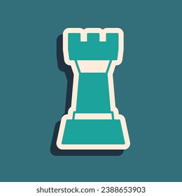 Green Chess icon isolated on green background. Business strategy. Game, management, finance. Long shadow style. Vector