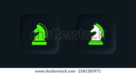 Green Chess icon isolated on black background. Business strategy. Game, management, finance. Black square button. Vector