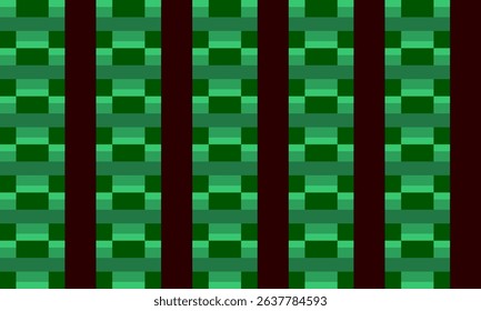 green chessboard and strip pattern as seamless repeat style, replete image design for fabric printing, black vertical line column