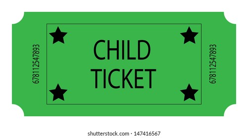 Green Child Ticket. Vector