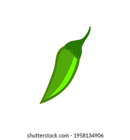 Green chili icon, cartoon style. Isolated fresh green chili. Green hot chili pepper icon.