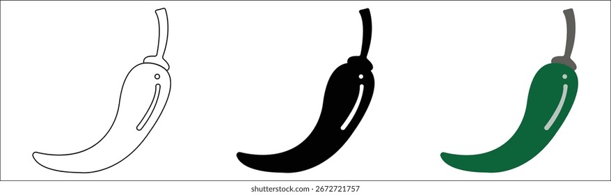 ilustração de vetor isolado chili verde sobre fundo branco