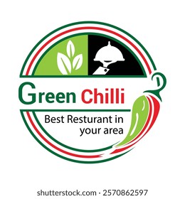 Green Chili Logo Green with Red Vector Design