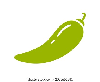 Green chili pepper. Chili level icon. Spice level mark - mild. Vector illustration isolated on white background.