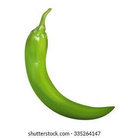 green chili pepper on a white background. vector realistic illus