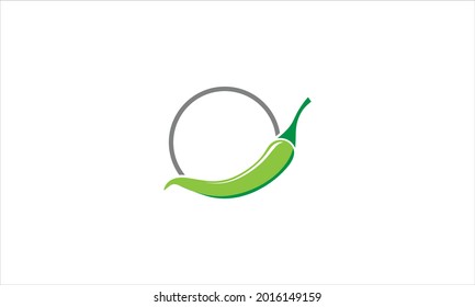 green Chili Symbol in cirlce Vector Icon Illustration  minimalist design template