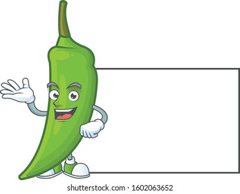 Green chili with whiteboard cartoon character style