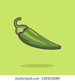 Green Chilies cartoon vector icon illustration food nature icon concept isolated premium