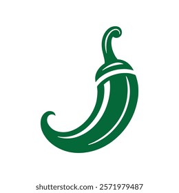 Green chilli logo icon silhouette vector illustration design on white background. Z letter curve.