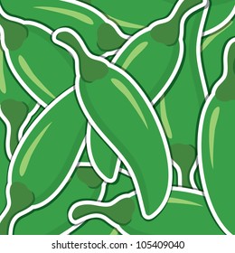 Green chilli pepper background/card in vector format.