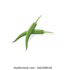 Green chilli peppers. Vector 3d isometric, color web icon, new flat style. Creative illustration design, graphic idea for infographics.
