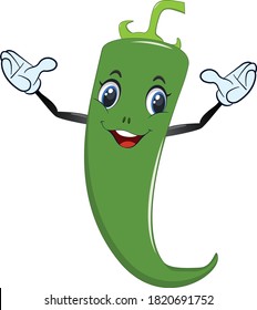 Green chilly cartoon vector art and illustration