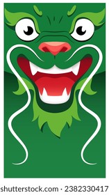 Cara de Dragón Chino Verde. Cartel vectorial para el Año Nuevo 2024. Símbolo de Año Nuevo lunar.