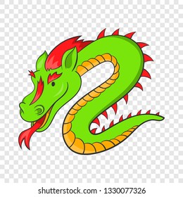 Green chinese dragon icon in cartoon style on a background for any web design 