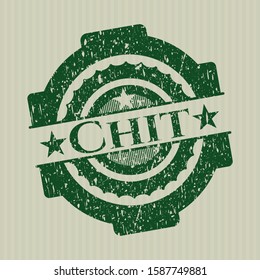 Green Chit distressed rubber stamp
