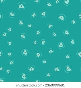 Green Christian cross and heart icon isolated seamless pattern on green background. Happy Easter.  Vector Illustration