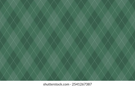 Green Christmas argyle seamless pattern with diamond shapes. Argyle Pattern. Vector Repeating Textures.