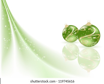 Green christmas background with balls