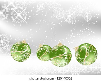 Green christmas background with balls