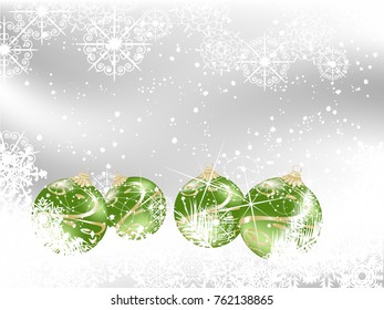 Green christmas background with balls