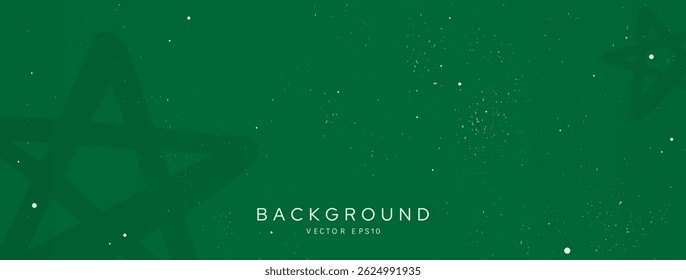Projeto de vetor de banner de fundo de Natal verde com neve caindo e estrela
