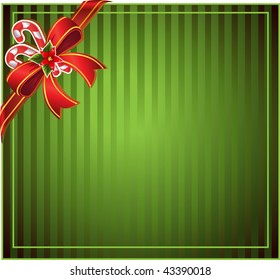 Green Christmas background with bow