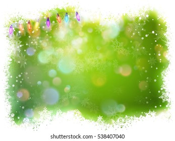 Green christmas background with frame of snowflakes. EPS 10 vector file included