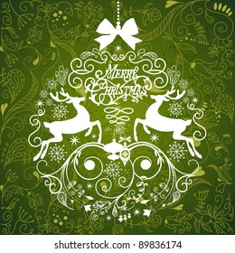 Green Christmas Background with Christmas ornaments
