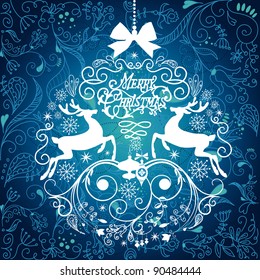 Green Christmas Background with Christmas ornaments