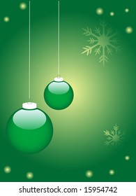 Green christmas background with snowflakes