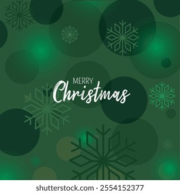 Green Christmas background with snowflakes Vector