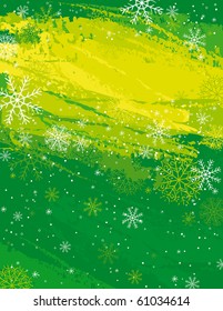 green christmas background with snowflakes, vector illustration