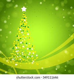 Green Christmas Background with Christmas Tree created by Stars