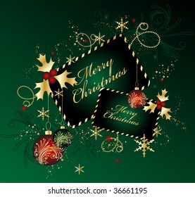 Green Christmas background, vector illustration