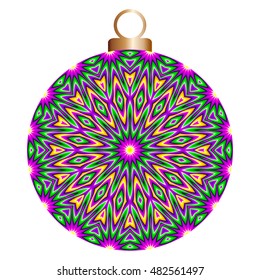 Green christmas ball with colorful star (motion illusion)