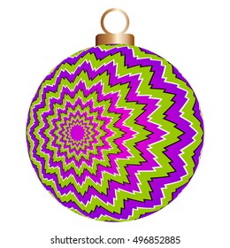 Green christmas ball with floral pattern (optical expansion illusion)