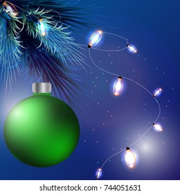 green Christmas ball garland