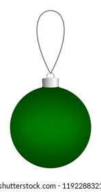 Green Christmas ball hanging on a thread. Vector EPS 10