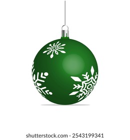 green Christmas ball on white background. Collection different Christmas ball template. New year toy decoration - stock vector