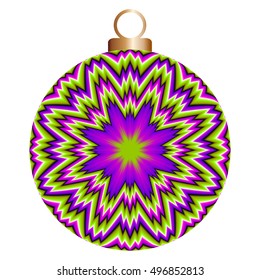 Green christmas ball with purple flower (motion illusion)