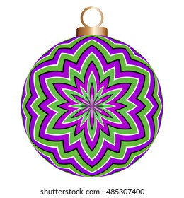 Green christmas ball with purple star (motion illusion)