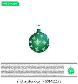 Green Christmas ball with snowflakes