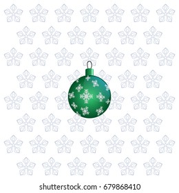 Green Christmas ball with snowflakes