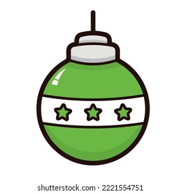  Green christmas ball, vector icon