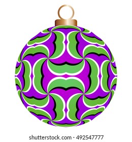 Green christmas ball with violet pattern (motion illusion)