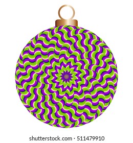 Green christmas ball from wattled cords (optical illusion of movement)