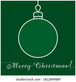 green christmas ball white line vector minimalistic greeting card icon