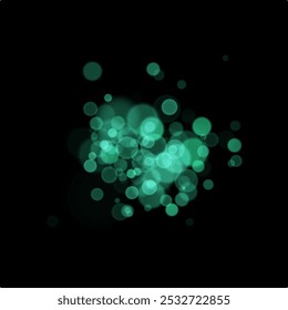 Bokeh de Natal verde, luzes brilhantes, confetes e brilhos - sobrepor texturas para o seu design.