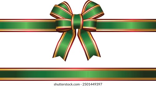 Green Christmas bow with gold trim